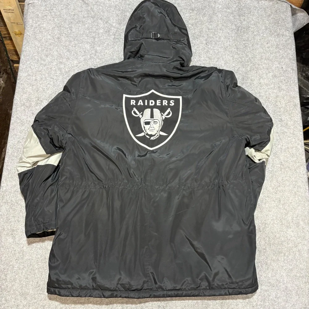 Reebok NFL Oakland Raiders Parka Jacket Mens 2XL Black Heavy Sideline Coat